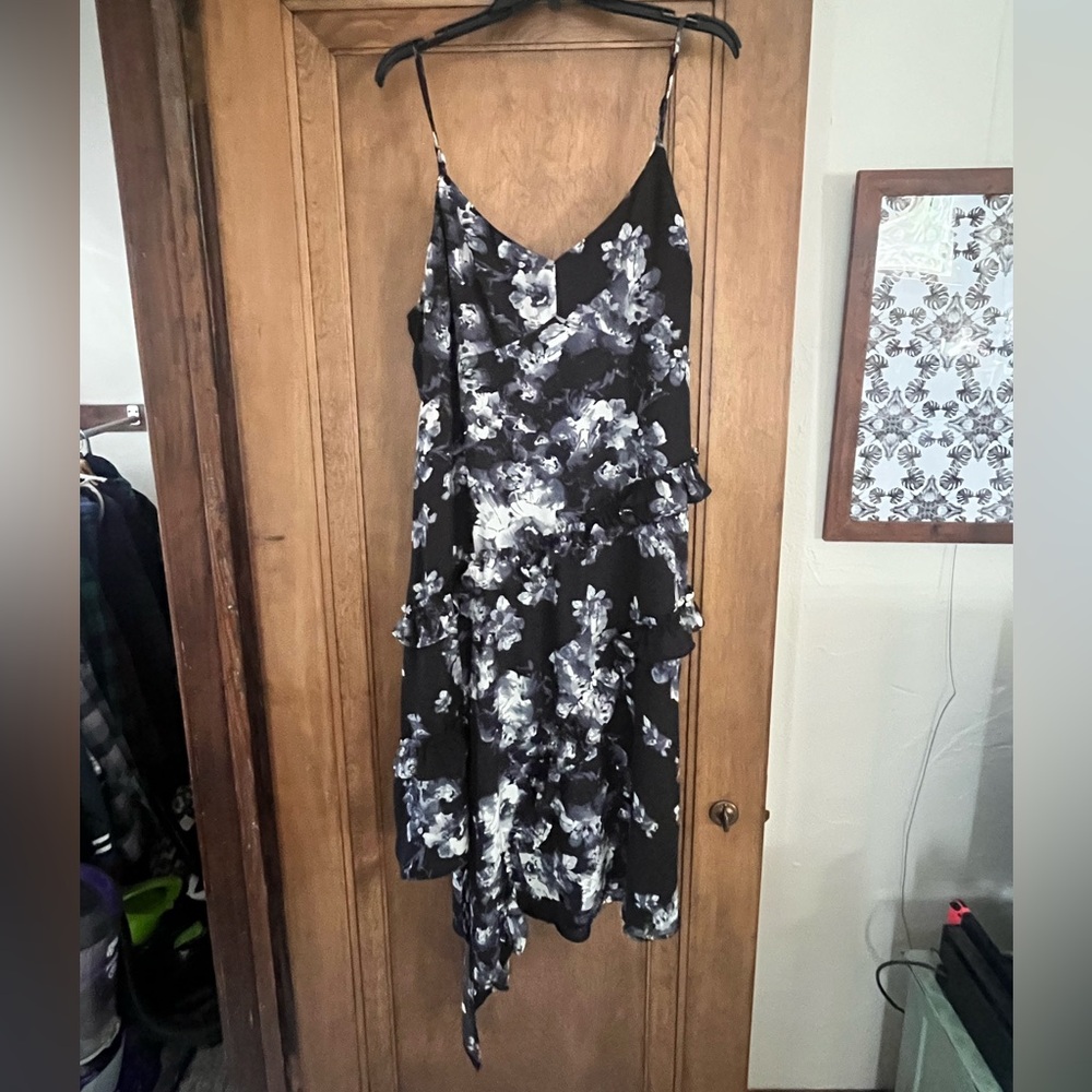Marc Bouwer floral wedding guest  dress